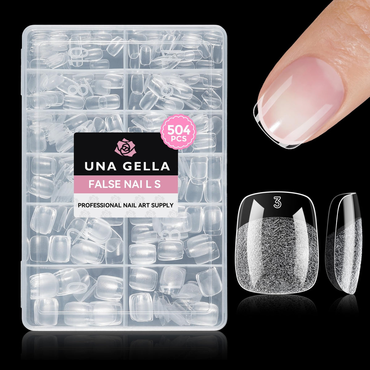 UNA GELLA Short Almond Nail Tips 504PCS Short Fake Nails Soft Press Ons