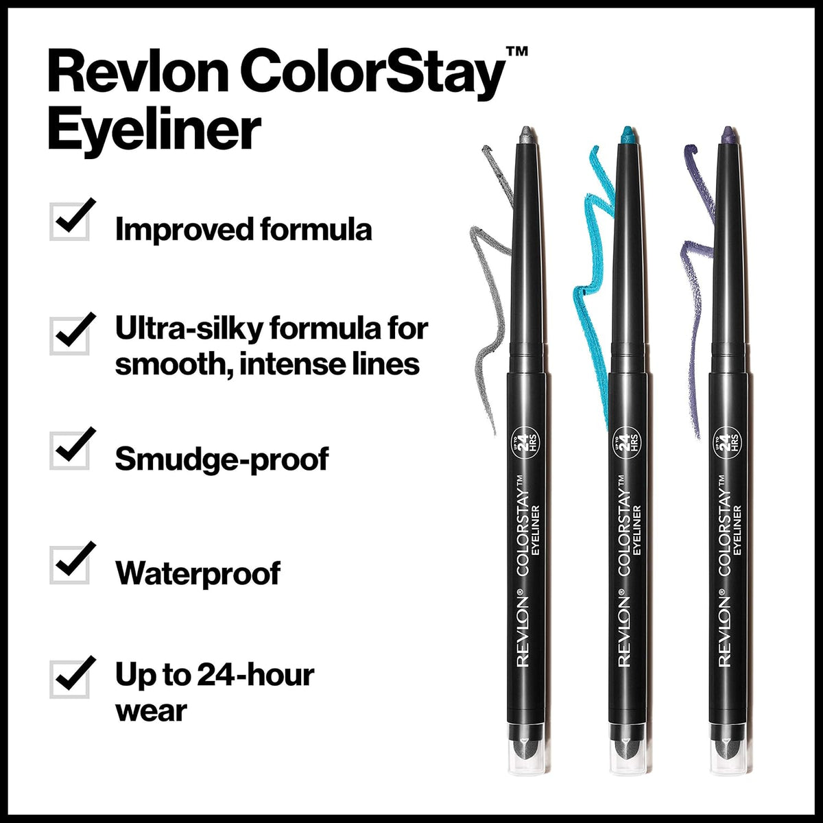 REVLON ColorStay Pencil Waterproof Eyeliner, 204 Charcoal, 0.01 oz