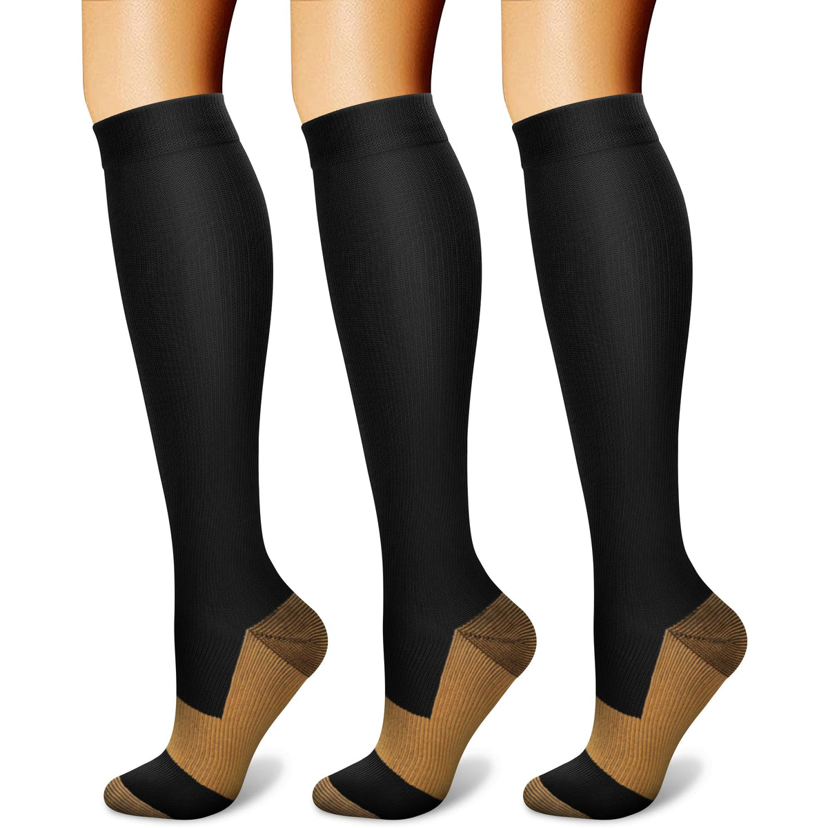 CHARMKING Compression Socks for Women & Men Circulation (3 Pairs) 15-20 mmHg is Best Support for Athletic Running Cycling