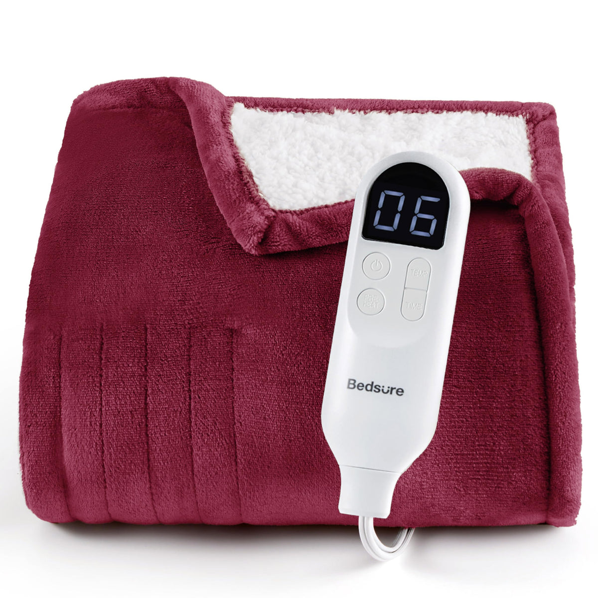Bedsure Electric Blanket Twin with Preheat Function - Soft Flannel Heated Blanket Twin Size, Fast Heating with 6 Time Settings (Up to 10H) & 6 Heat Settings, Gifts for Grandma (62x84 inches, Grey)