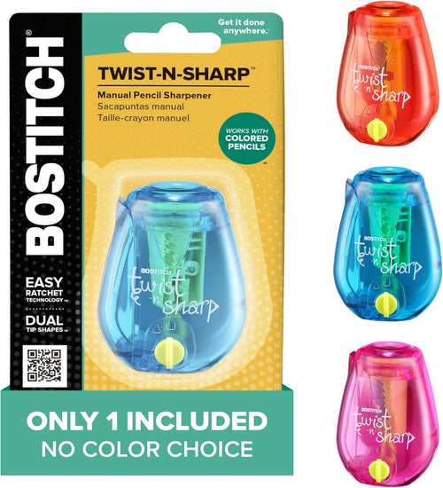 Bostitch Office Pencil Sharpener, Manual, One Assorted Color, Twist-n-Sharp, Kids, Boys, Girls, Colored Pencils, 1 Pack Father Jim Norris notebooks