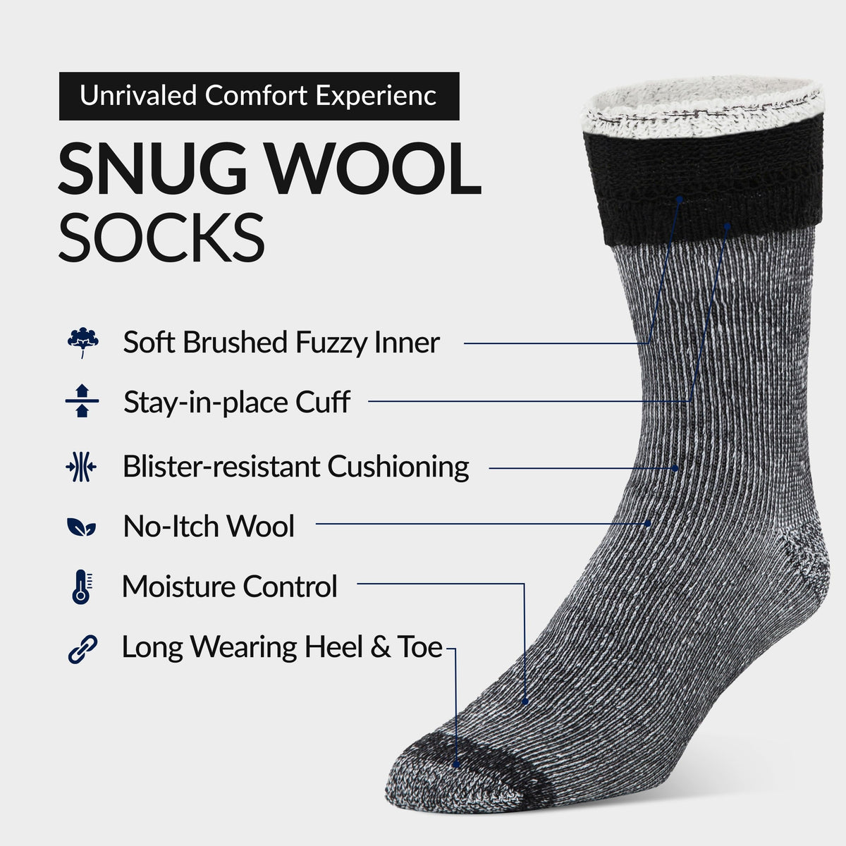 Alvada Mens Merino Wool Crew Socks Thermal and Warm Socks for Winter Work Hiking Running 3 Pairs