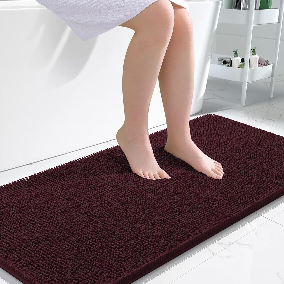 OLANLY Toilet Rugs U-Shaped 20x20,, Soft Absorbent Chenille Contour Rugs