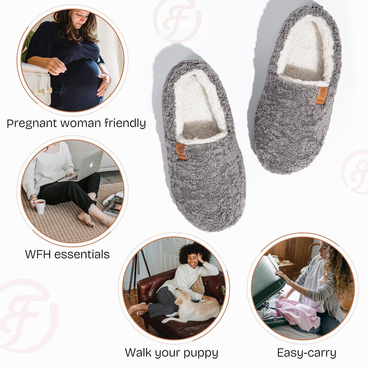 EverFoams Women’s Soft Curly Slippers Memory Foam Lightweight House Shoes