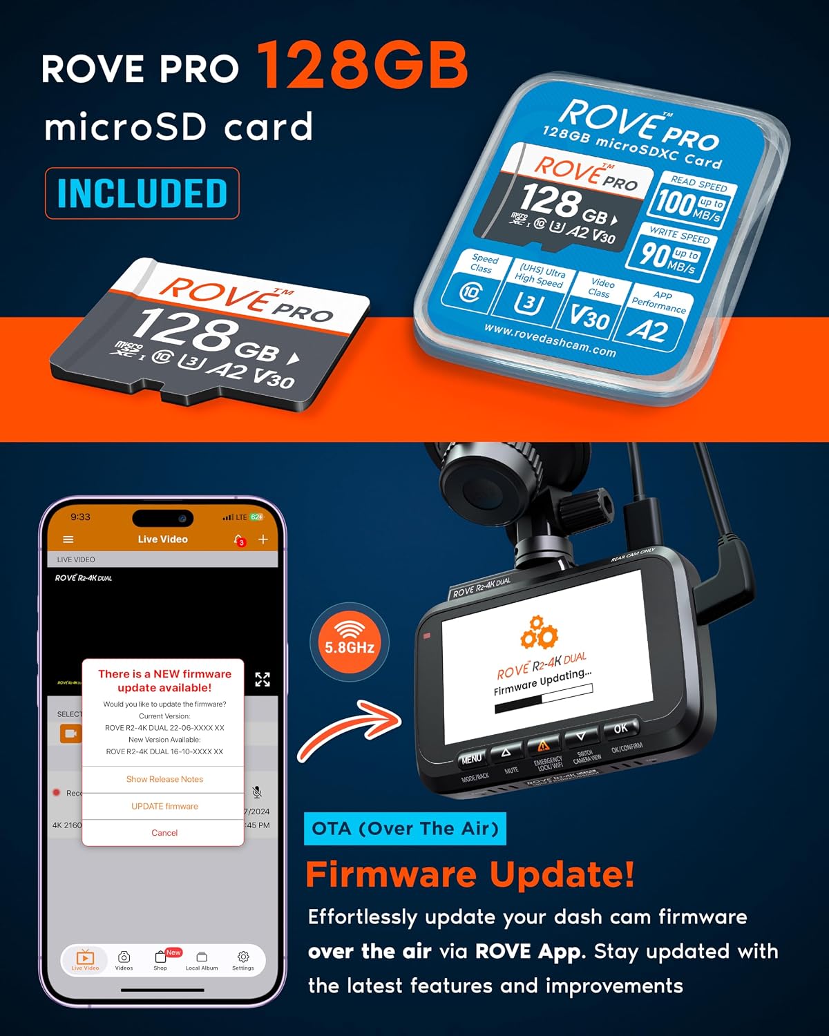 ROVE R2-4K Dual Dash Cam Front and Rear, STARVIS 2 Sensor, Free 128GB Card Father Jim Norris notebooks