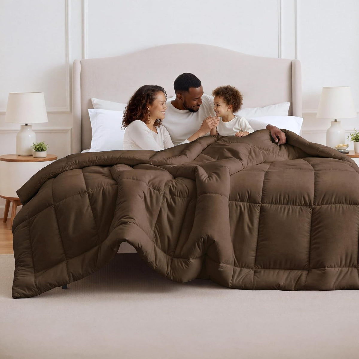 Bedsure Comforter Duvet Insert - Quilted Comforters King Size, All Season Duvet, GentleSoft Down Alternative Bedding, with 8 Tabs, Gifts for Women/Men, Light Spa Blue, King 90 x 102 Inches