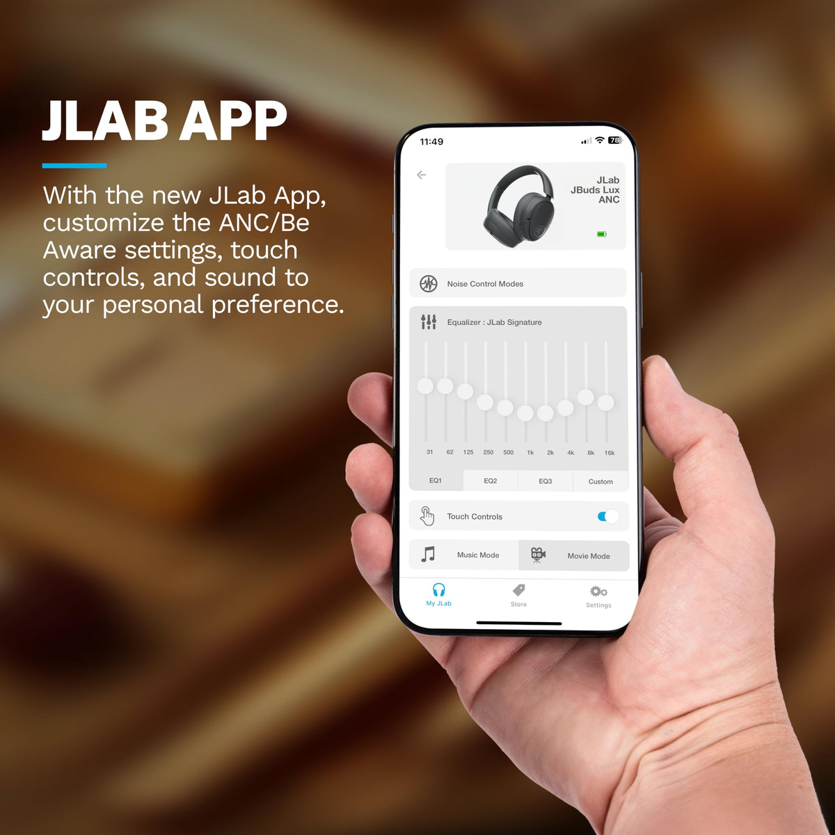 JLab JBuds Lux ANC Wireless Over-Ear Headphones, Limited Edition Navy Father Jim Norris notebooks