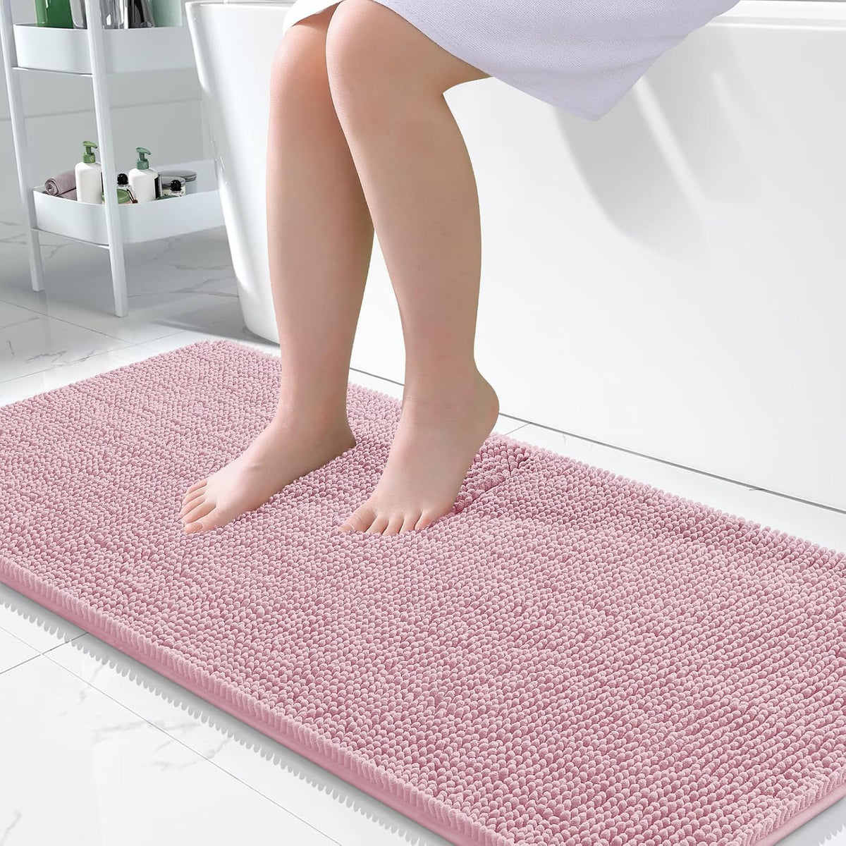 OLANLY Toilet Rugs U-Shaped 20x20,, Soft Absorbent Chenille Contour Rugs