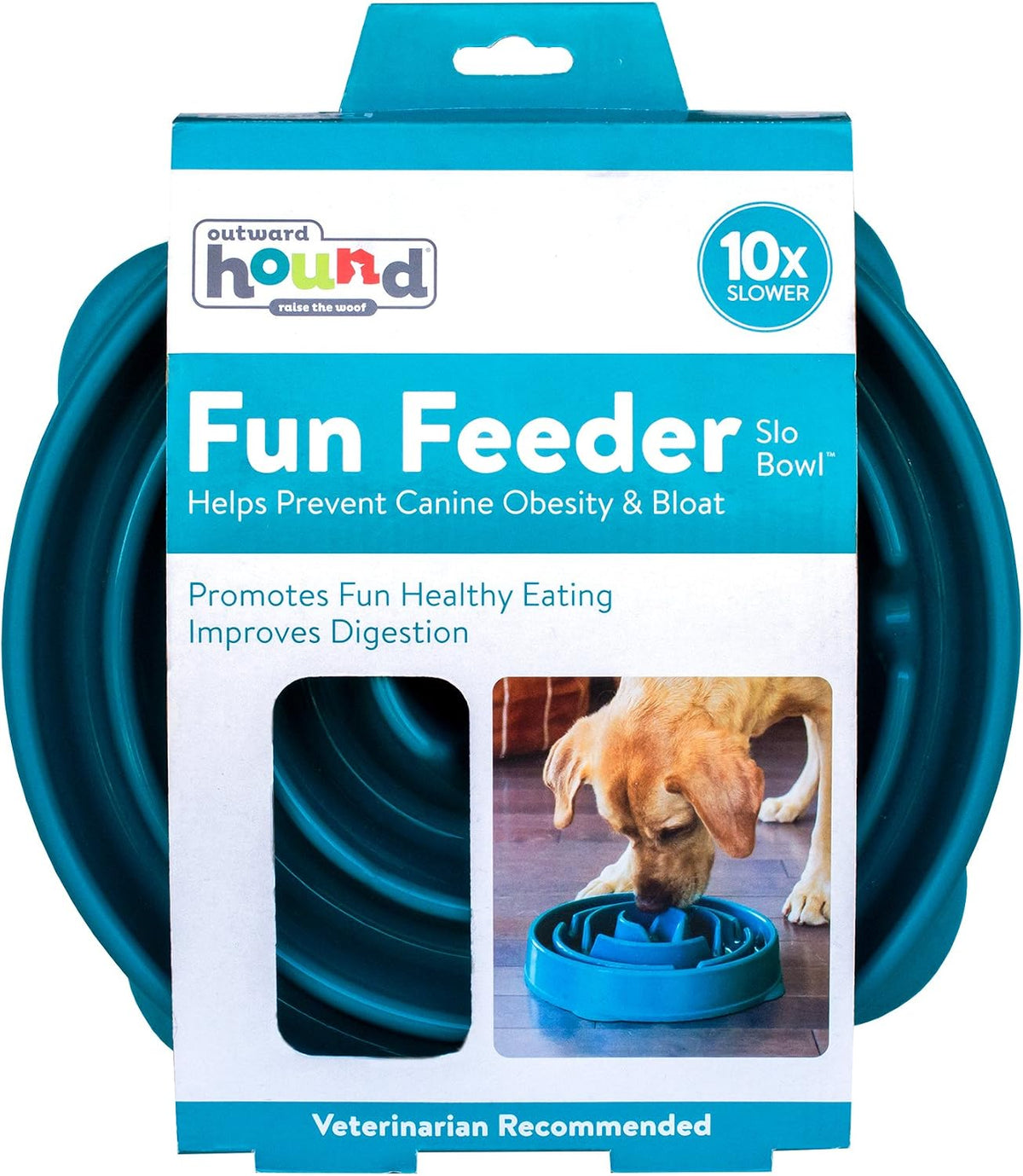 Outward Hound Fun Feeder Slo Bowl Dog Slow Feeder, Notch, Blue, 8.8"
