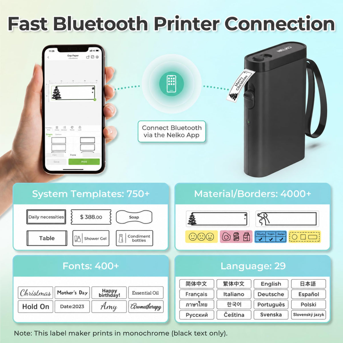 Nelko P21 Label Maker Machine with Tape, Bluetooth Label Printer, White Father Jim Norris notebooks