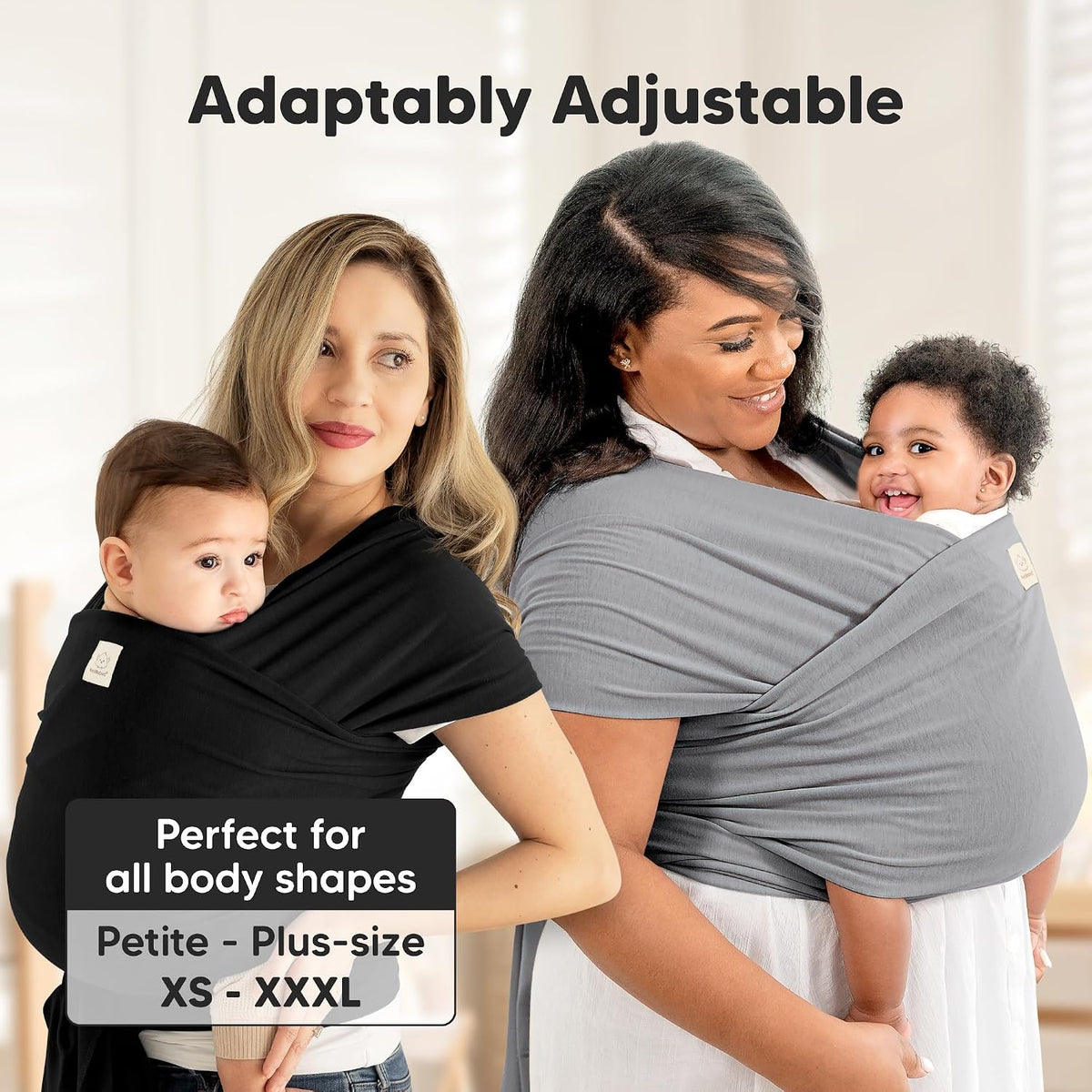 KeaBabies Baby Wrap Carrier, All in 1 Original Baby Carrier, Trendy Black