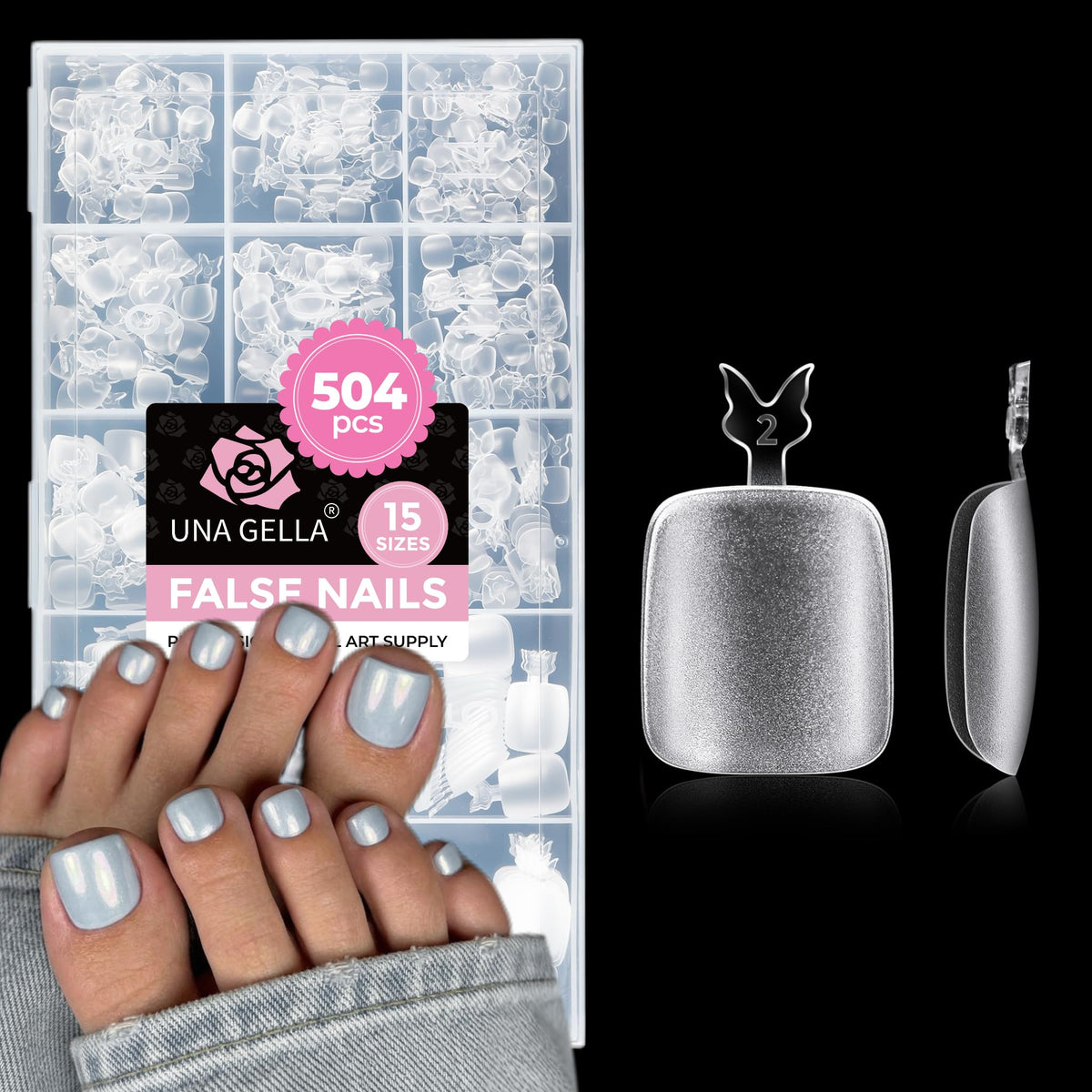 UNA GELLA Short Almond Nail Tips 504PCS Short Fake Nails Soft Press Ons