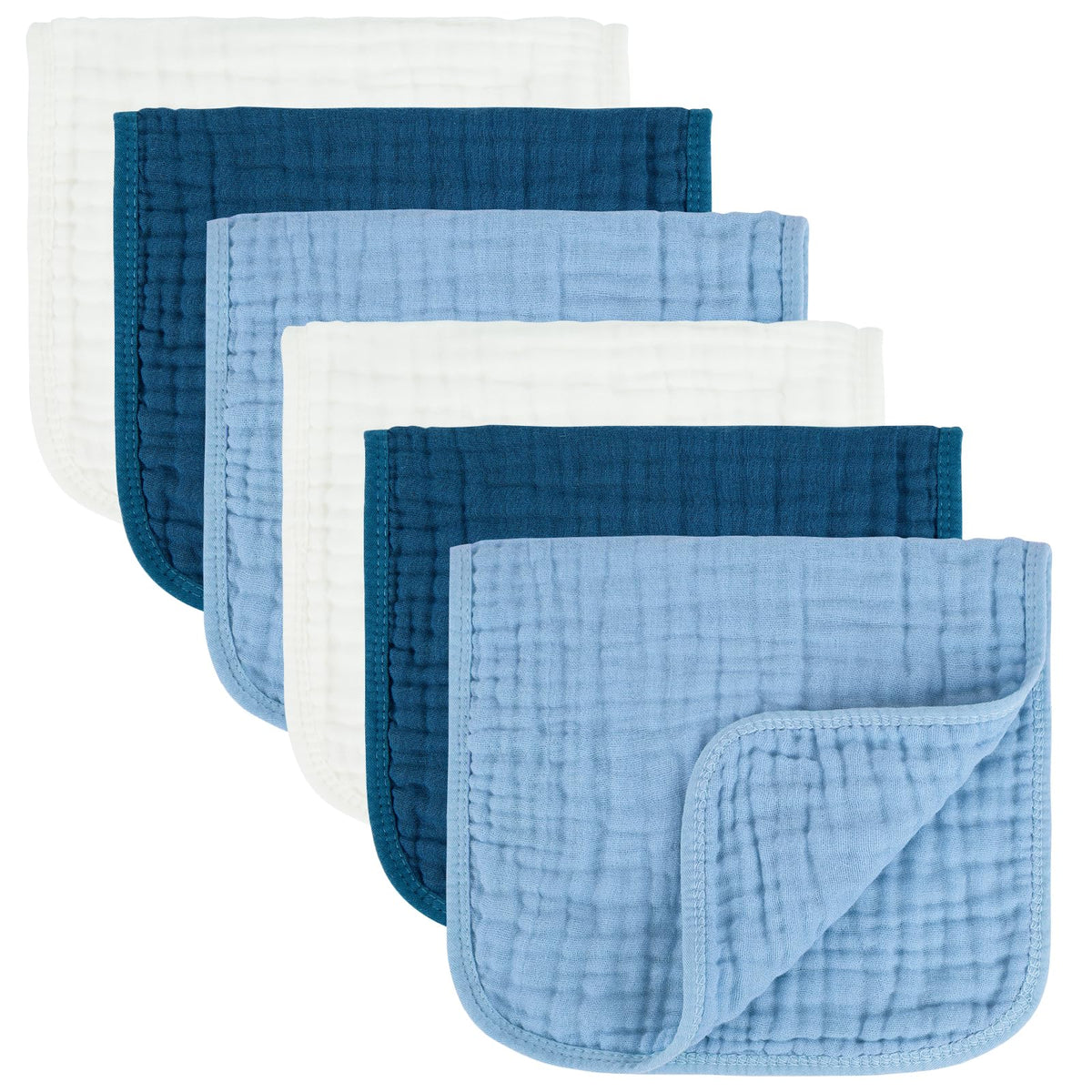 MIGIOL Baby Burp Cloths 100% Cotton Newborn Muslin Burp Cloths 10x20 inches Baby Essentials Blue & Green 5-Pack
