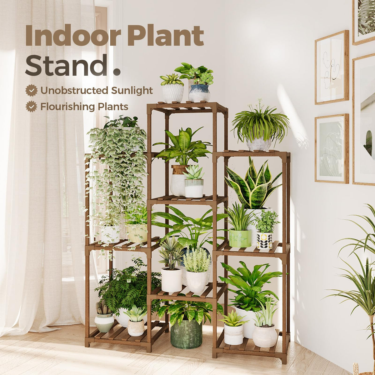 Bamworld Plant Stand Indoor with Flower Fairy Lights Battery Plant Shelf Father Jim Norris notebooks