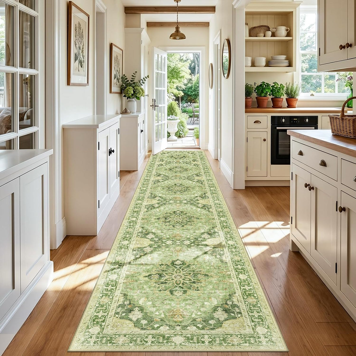 RELEANY Washable Area Rug, Small 2'x3', Teal Green/White/Navy