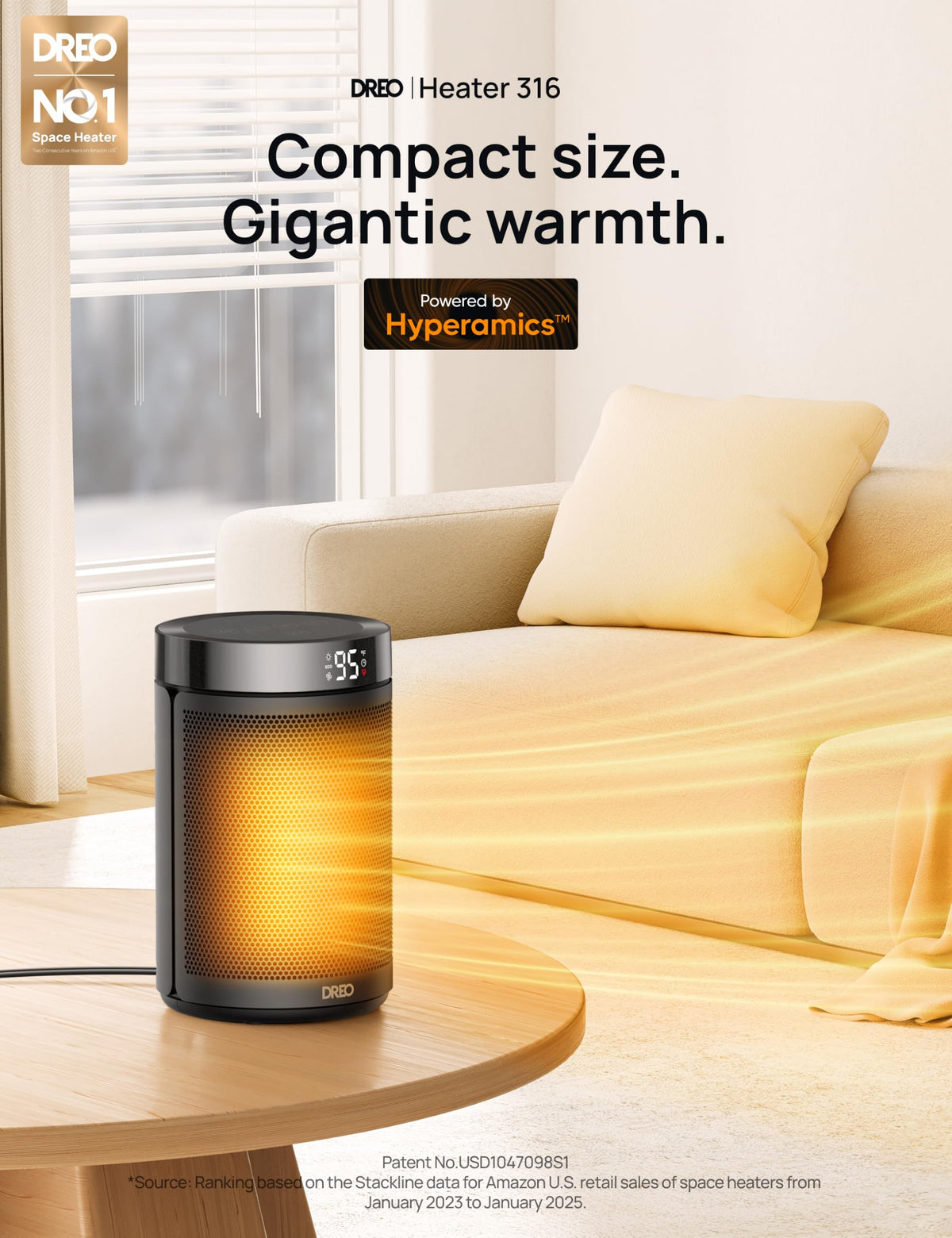 DREO Space Heater, Portable Electric Heaters for Indoor Use with Thermostat