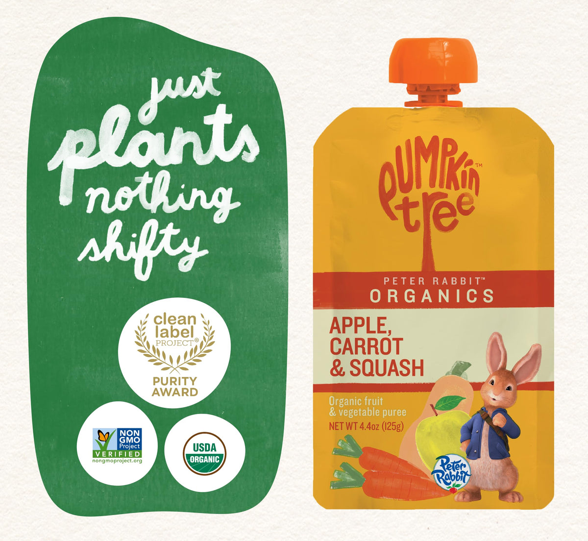 Pumpkin Tree Peter Rabbit Organics Strawberry and Banana Pure Fruit Snack, 4 Ounce (Pack of 10)