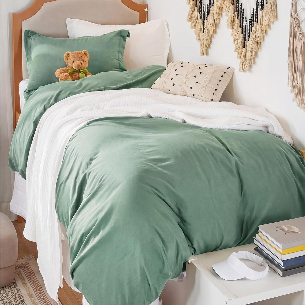 Bedsure Skipper Blue Duvet Cover Queen Size - 3 Pieces Prewashed Cotton-Like Polyester Extra Soft Bedding Set, Includes 1 Duvet Cover 90x90 Inches with Zipper Closure & 2 Pillow Shams, No Comforter