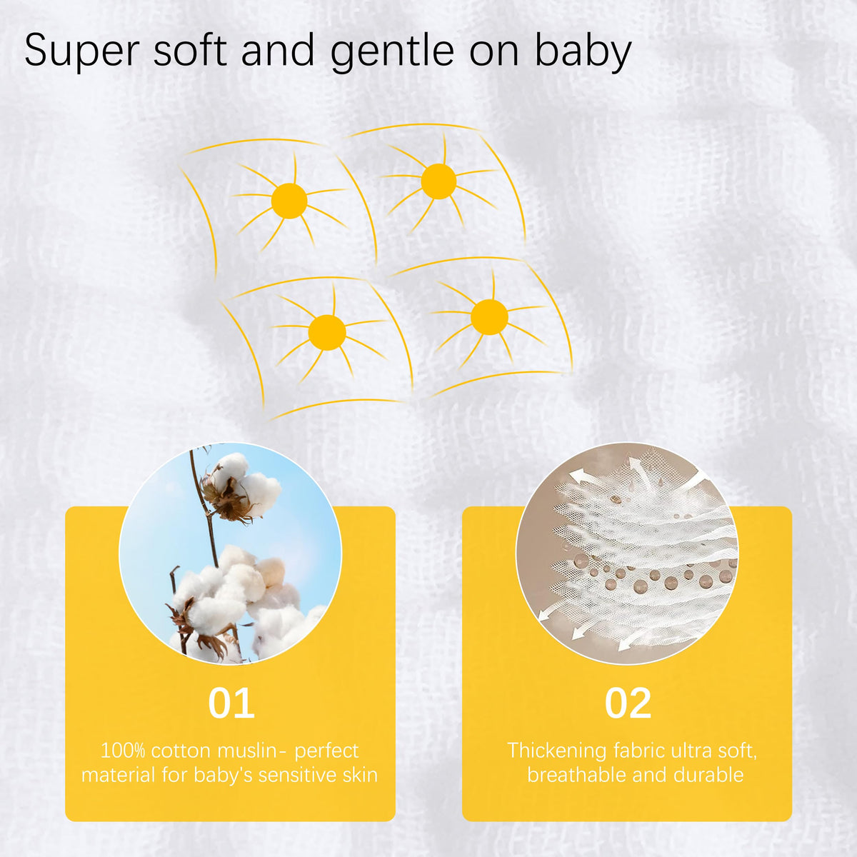 Lovely Care 12 Pack Muslin Burp Cloths 100% Cotton Muslin Cloths Large 20''x10'' Extra Soft and Absorbent Baby Burping Cloth - White