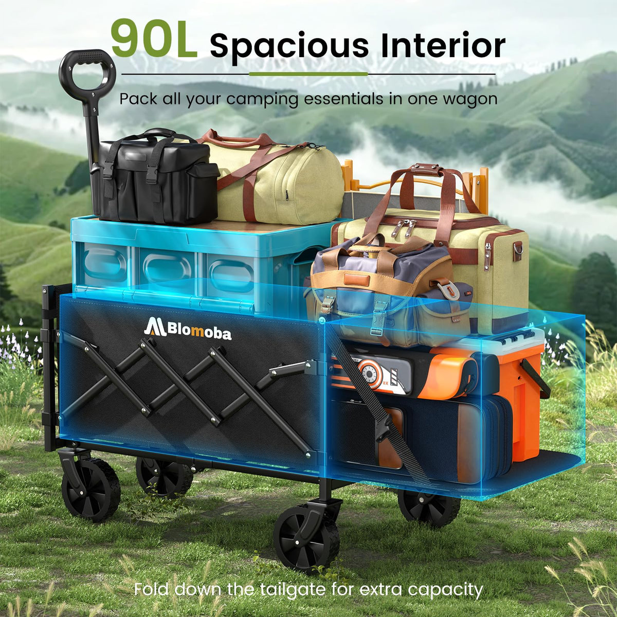 Blomoba Folding Wagon Cart with Wheels, 220lbs Utility Wagon Cart, Black Father Jim Norris notebooks