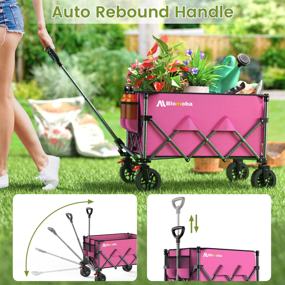 Blomoba Folding Wagon Cart with Wheels, 220lbs Utility Wagon Cart, Black Father Jim Norris notebooks