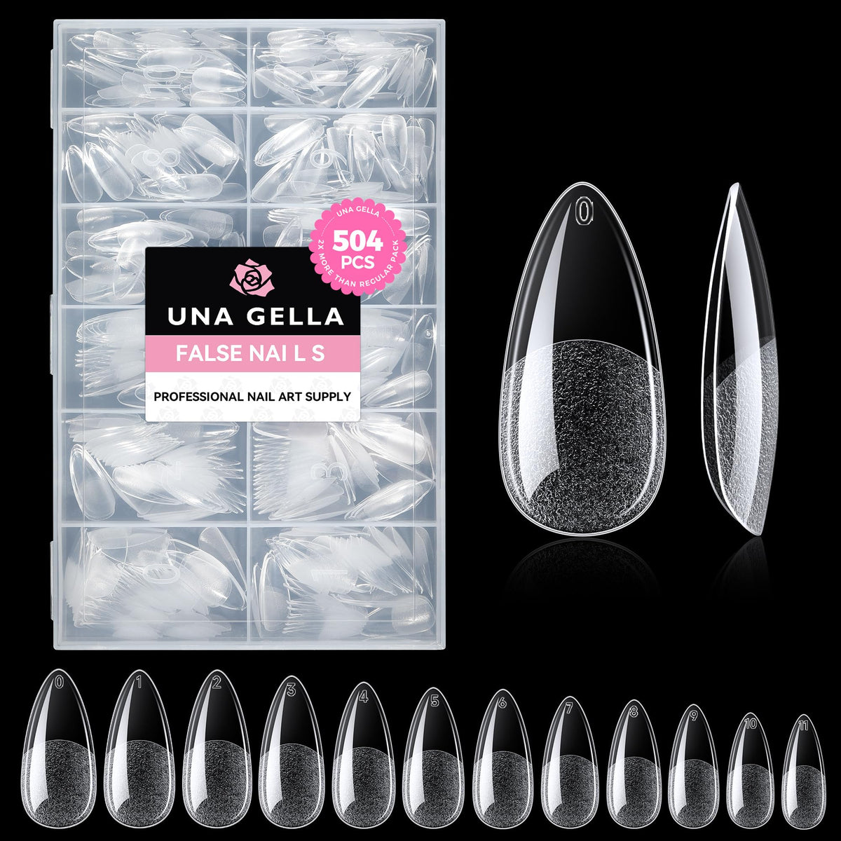 UNA GELLA Short Almond Nail Tips 504PCS Short Fake Nails Soft Press Ons