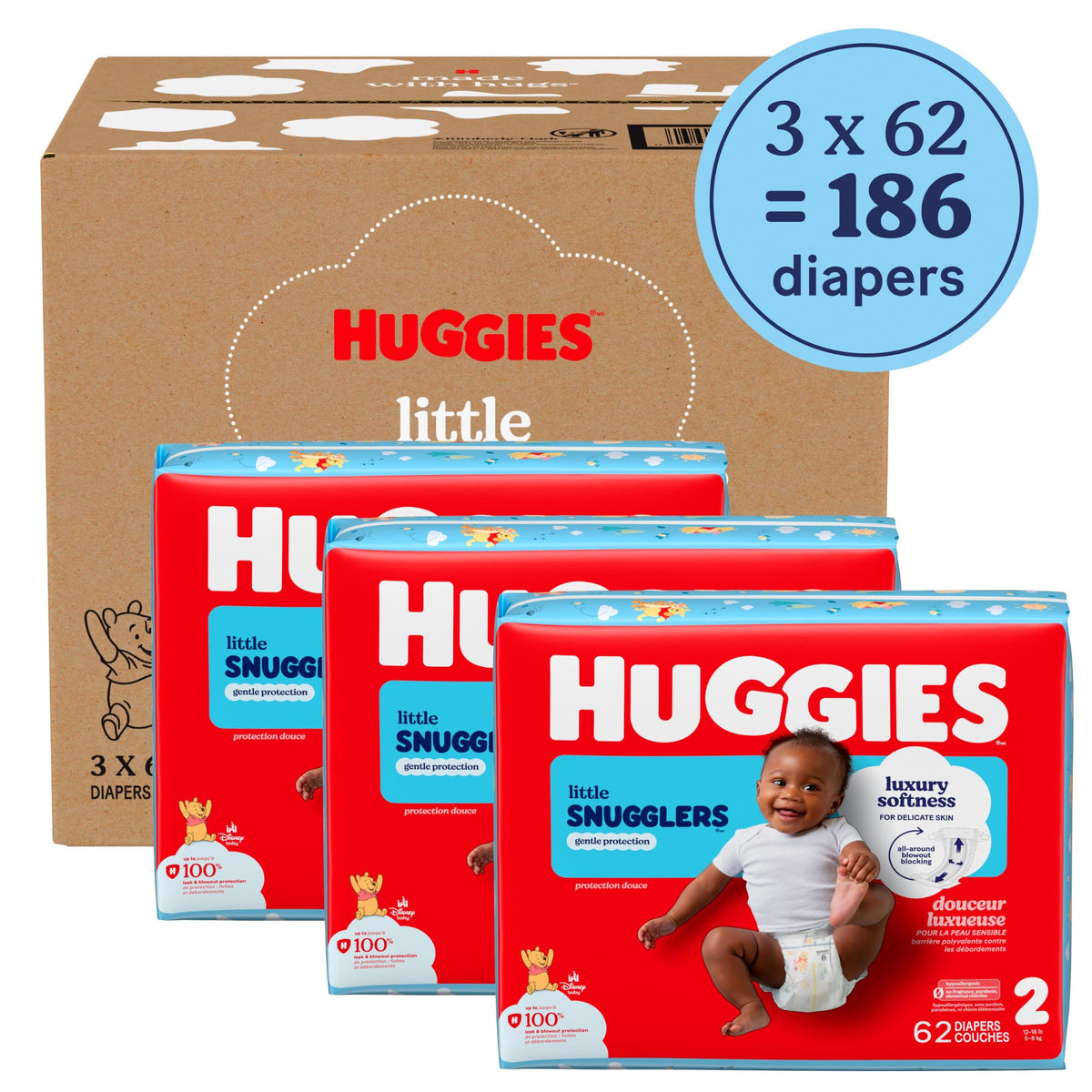 Huggies Little Snugglers Newborn Diapers, 144 Count