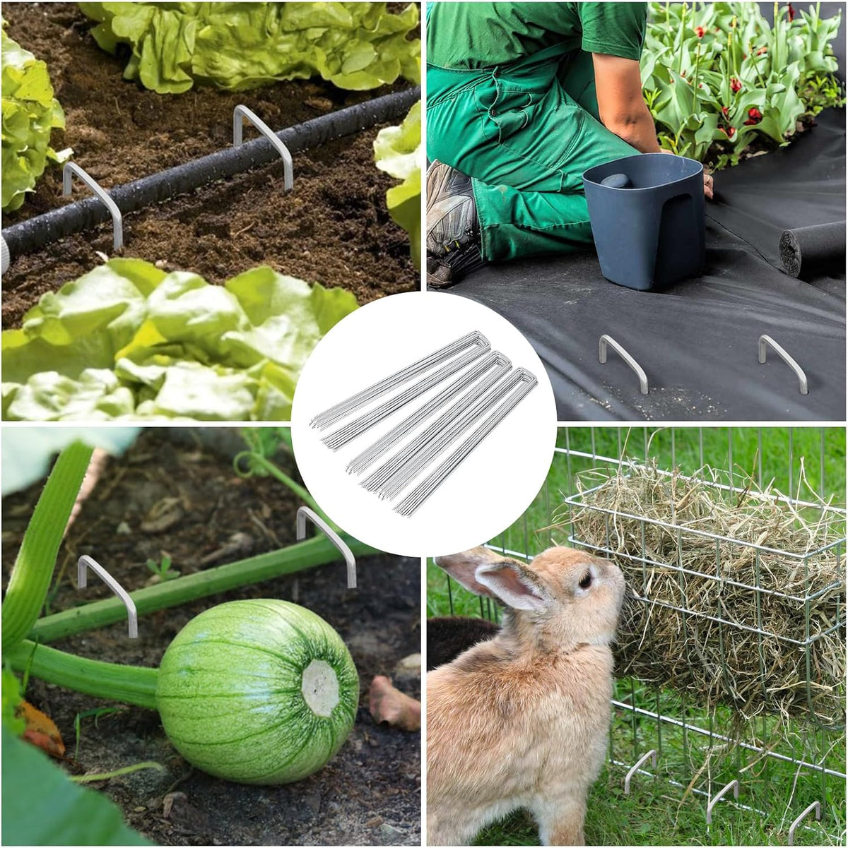 FEED GARDEN 4 Inch 25 Pack Galvanized Landscape Staples 12 Gauge Anti-Rust Garden Stakes Landscaping Fabric SOD Pins Yard Stakes for Weed Barrier Fabric Father Jim Norris notebooks