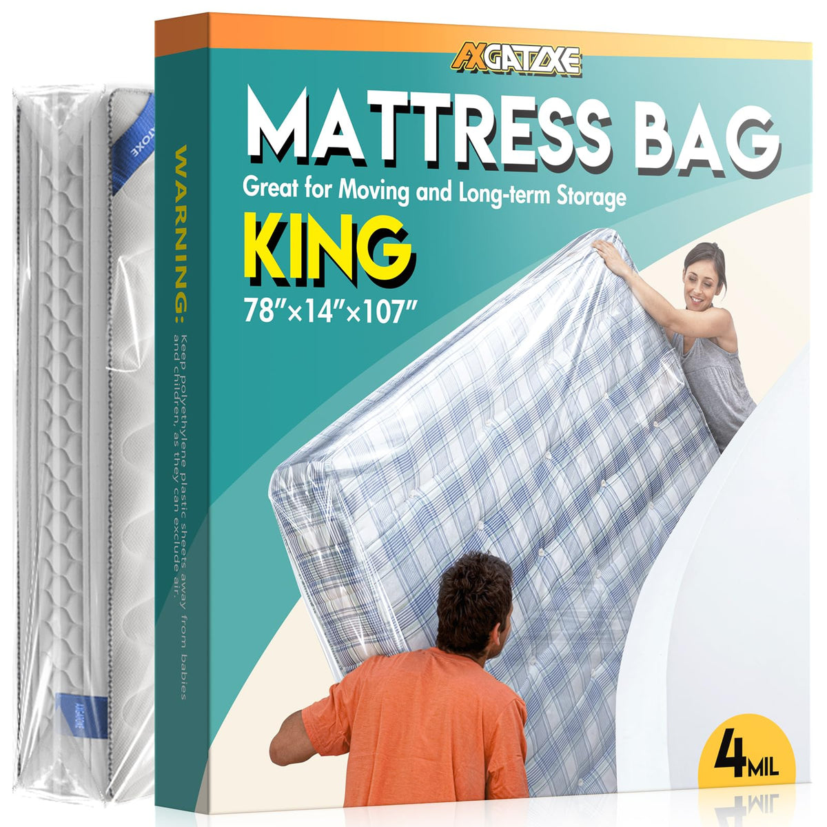 Plastic Mattress Bag for Moving Storage, King Size (1.5MIL)