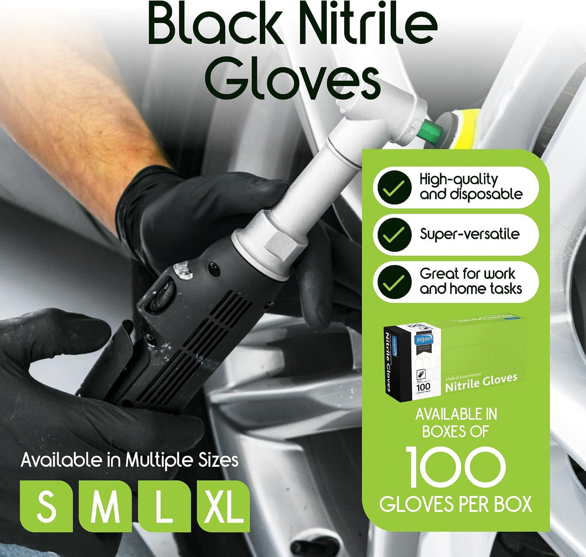 Inspire Black Nitrile Disposable Gloves | 4.5 Nitrile Disposable Safety Medical Cooking Cleaning Gloves Father Jim Norris notebooks