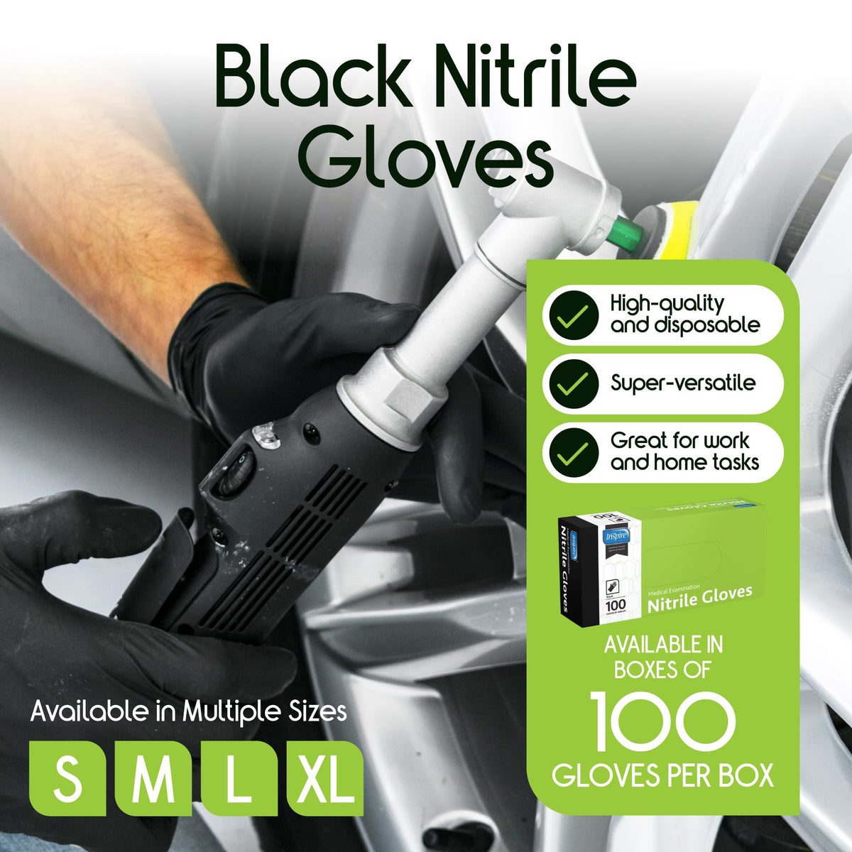 Inspire Black Nitrile Disposable Gloves | 4.5 Nitrile Disposable Safety Medical Cooking Cleaning Gloves Father Jim Norris notebooks