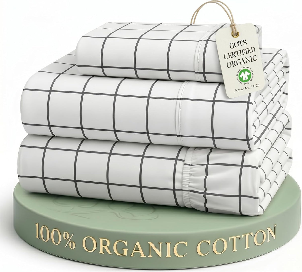 LANE LINEN California King Sheets 100% Organic Cotton 4pc Percale - White