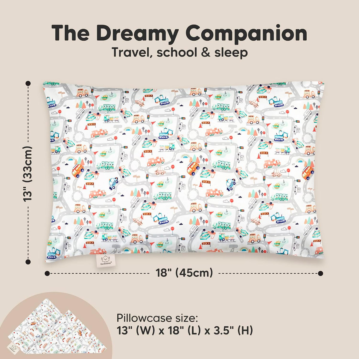Toddler Pillow with Pillowcase, 13x18 My Little Dreamy Pillow (ABC Land)