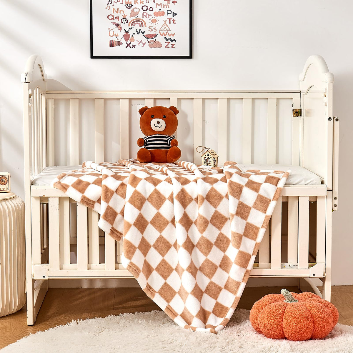 Yurhap Checkered Baby Blanket Fleece Baby Blankets for Boys, Ultra Soft Cozy Fluffy Infant Toddler Newborn Receiving Blankets for Crib Stroller, 30''x40'', Blue