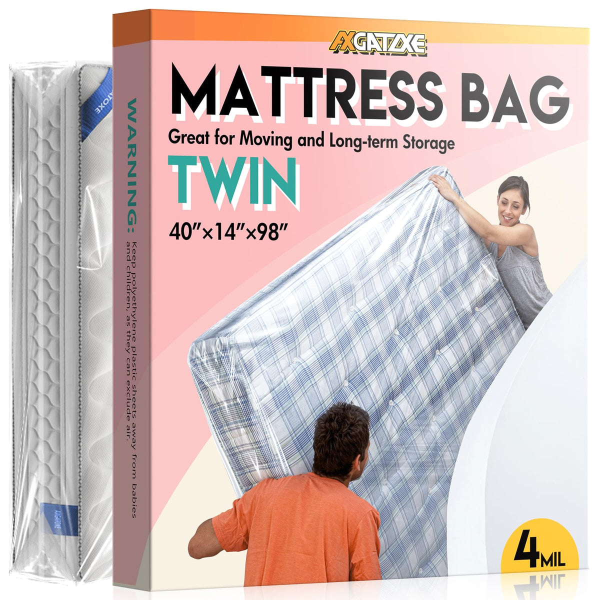 Plastic Mattress Bag for Moving Storage, King Size (1.5MIL)