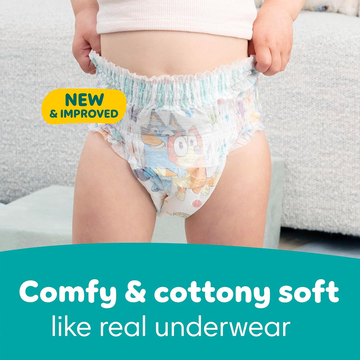 Easy Ups Girls & Boys Potty Training Pants, Size 5 (3T-4T), 124 Count, Bluey Absorbent Pull Up Training Underwear, Up to 100% Leakproof Day and Night, Hypoallergenic