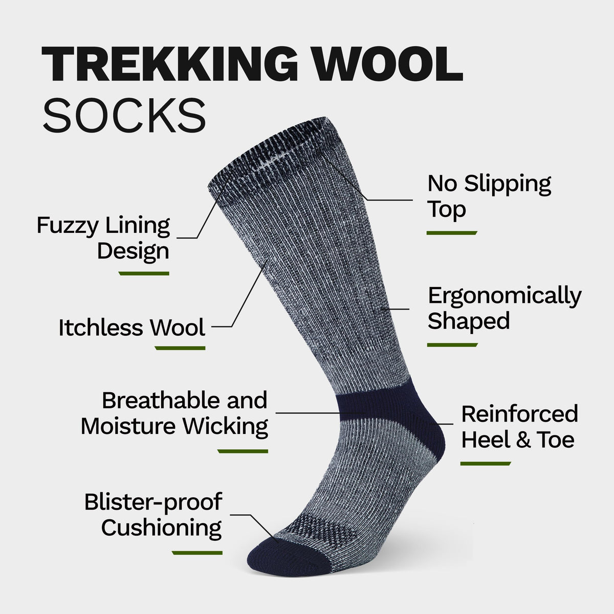 Alvada Mens Merino Wool Crew Socks Thermal and Warm Socks for Winter Work Hiking Running 3 Pairs
