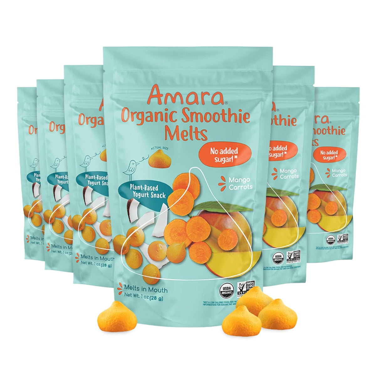 Amara Smoothie Melts - Best Sellers Variety Pack - Baby Snacks Made With Fruits and Vegetables - Healthy Toddler Snacks For Your Kids Lunch Box - Organic Plant Based Yogurt Melts - 6 Packs