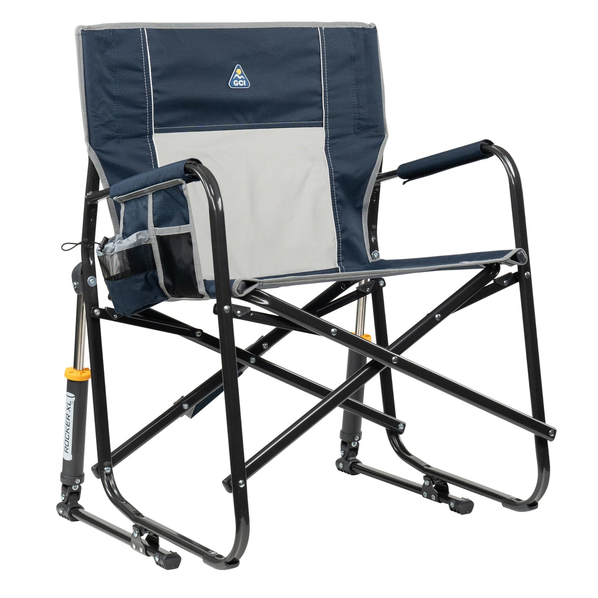 GCI Outdoor Freestyle Rocker XL with Side Table Camping Chair | Portable Folding Rocking Chair with Solid, Durable Armrests, Drink Holder & Comfortable Backrest — Black Father Jim Norris notebooks