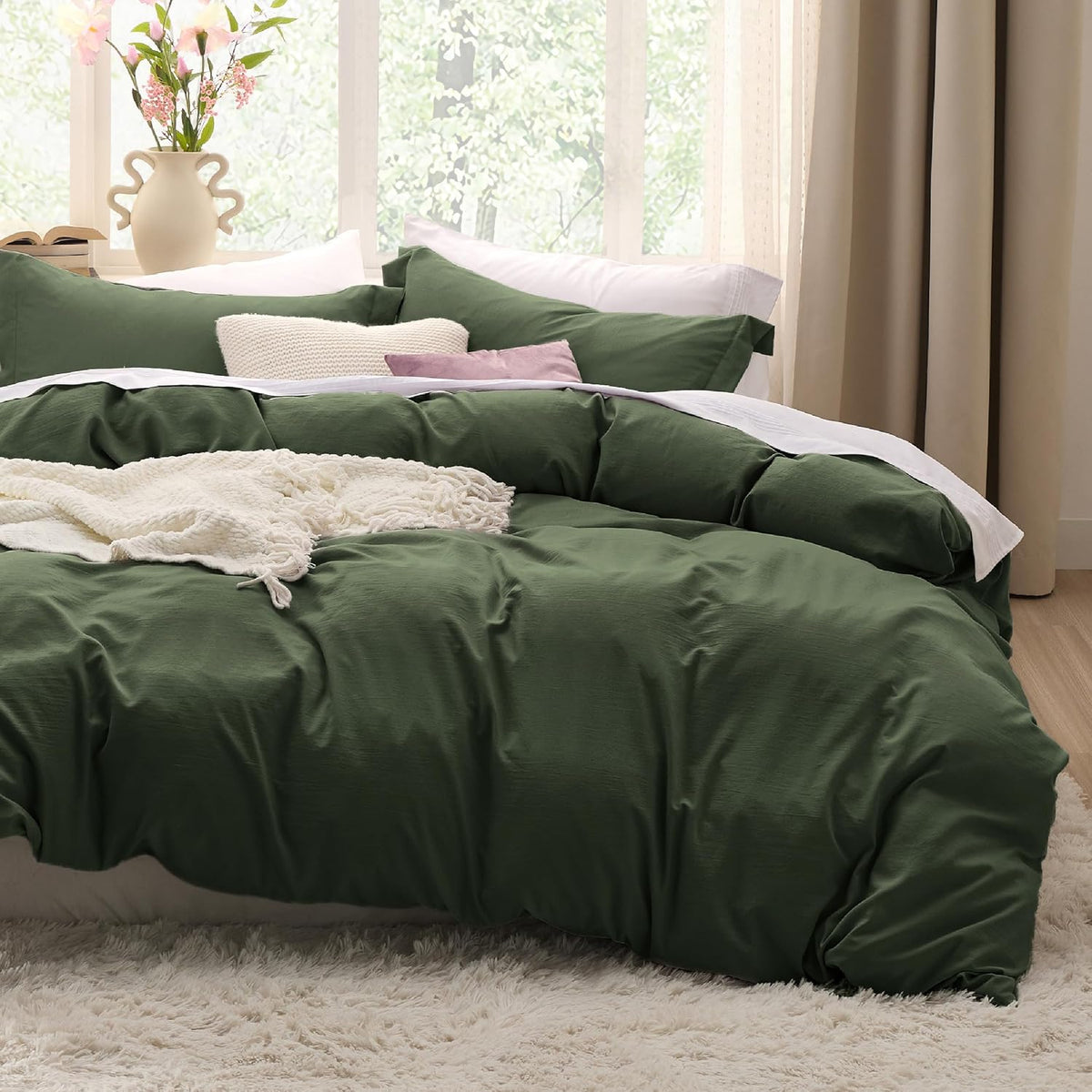Bedsure Skipper Blue Duvet Cover Queen Size - 3 Pieces Prewashed Cotton-Like Polyester Extra Soft Bedding Set, Includes 1 Duvet Cover 90x90 Inches with Zipper Closure & 2 Pillow Shams, No Comforter