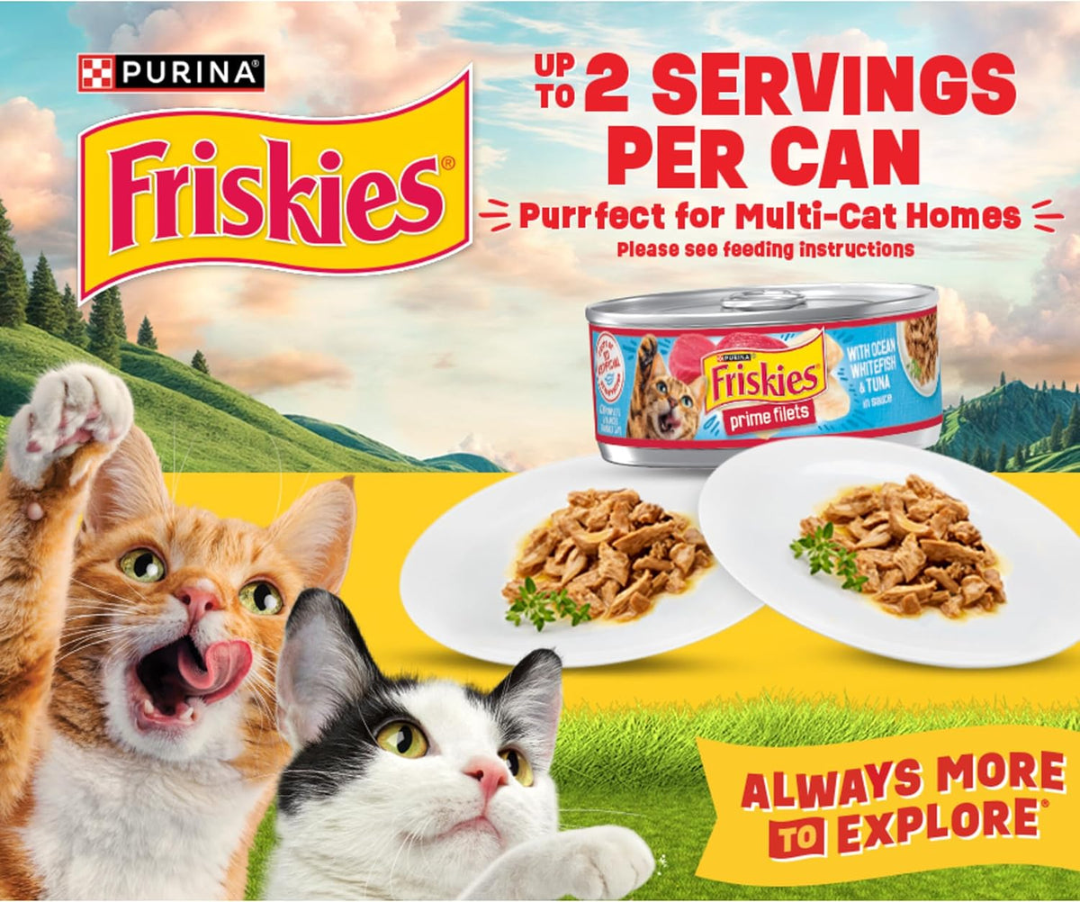 Friskies Purina Tasty Treasures Cat Food, Prime Filets Variety, (12) 5.5 oz