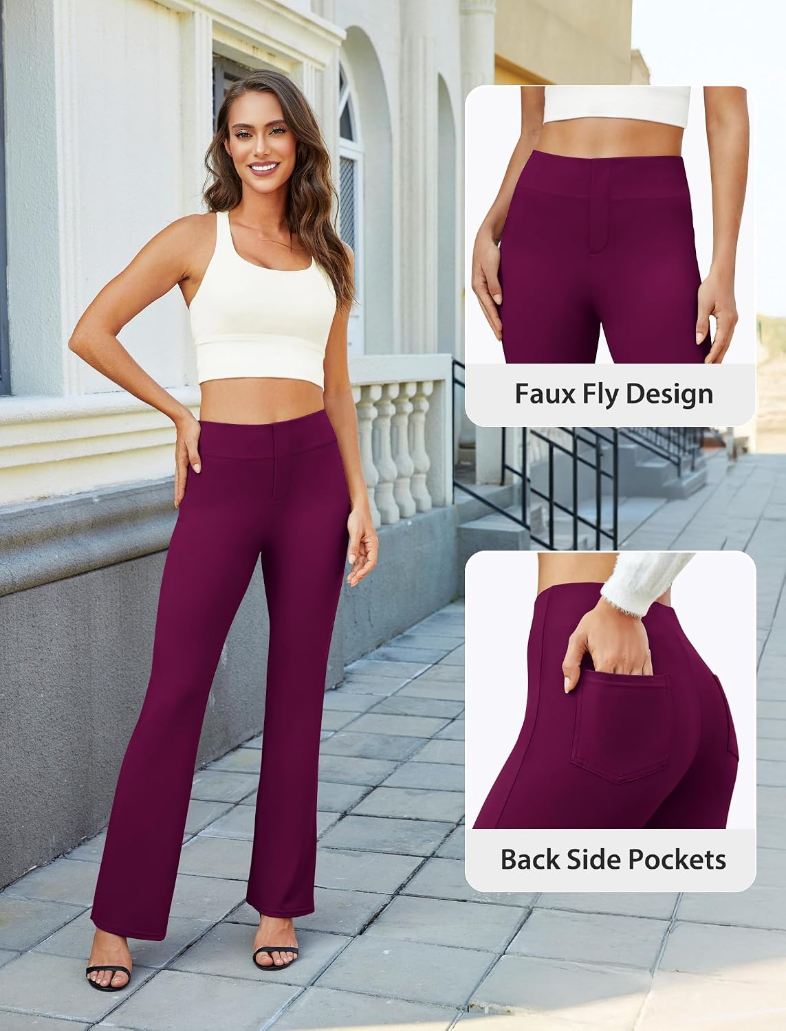 DLOODA Womens Bootcut Dress Pants Business Casual Work Pants with Pockets