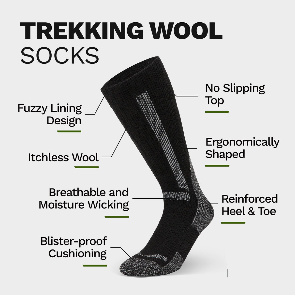 Alvada Mens Merino Wool Crew Socks Thermal and Warm Socks for Winter Work Hiking Running 3 Pairs