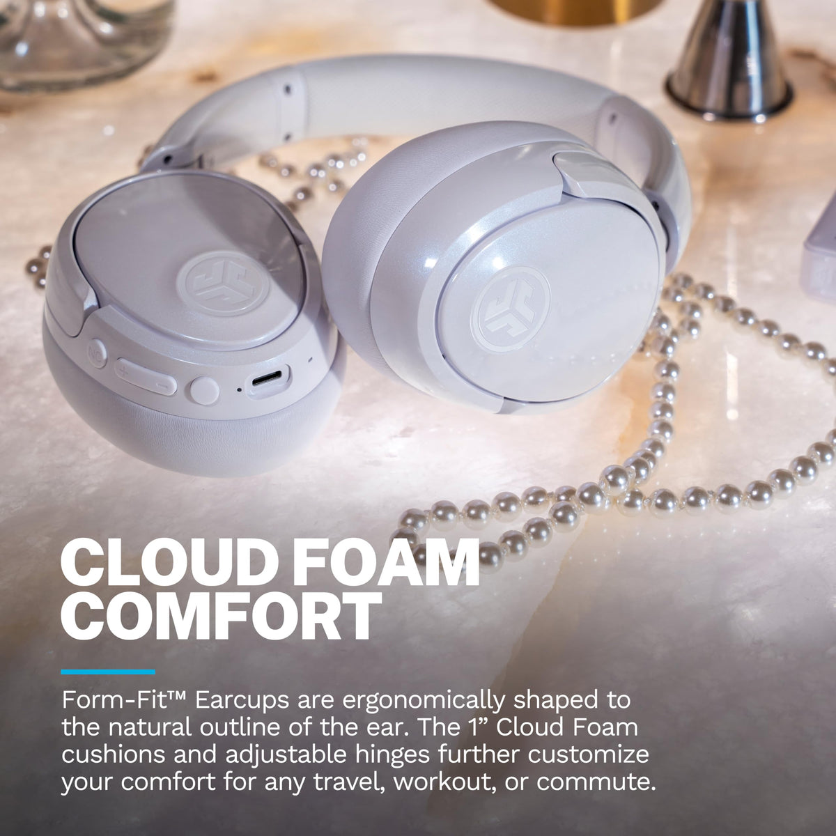 JLab JBuds Lux ANC Wireless Over-Ear Headphones, Limited Edition Navy Father Jim Norris notebooks
