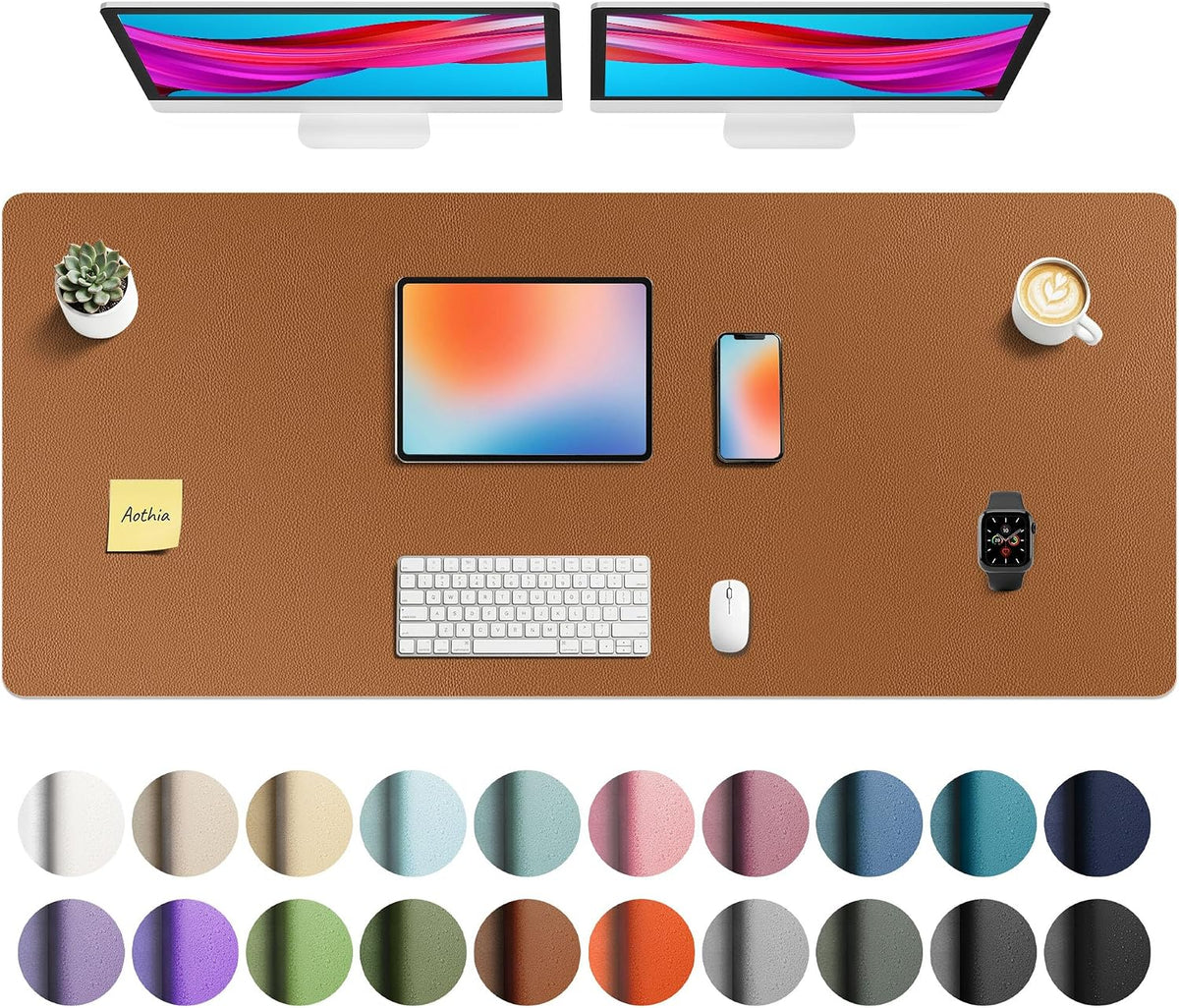 Aothia Non-Slip Waterproof PU Leather Desk Pad Protector for Mouse, Writing Desk, Office, Home, Laptop Blotter, 23.6" x 13.7", Black Father Jim Norris notebooks