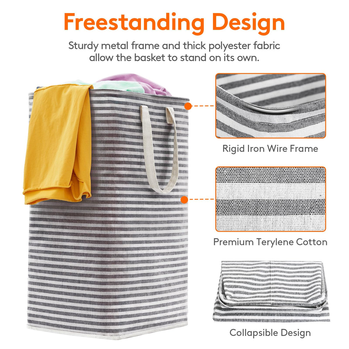 Lifewit 80L Large Laundry Baskets, Laundry Hampers Bags, 2 Pack, Grey