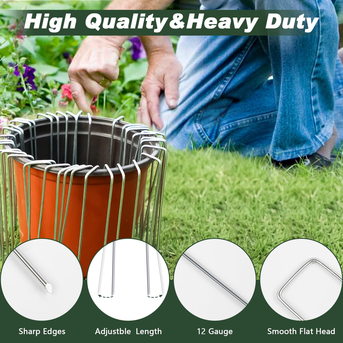 FEED GARDEN 4 Inch 25 Pack Galvanized Landscape Staples 12 Gauge Anti-Rust Garden Stakes Landscaping Fabric SOD Pins Yard Stakes for Weed Barrier Fabric Father Jim Norris notebooks