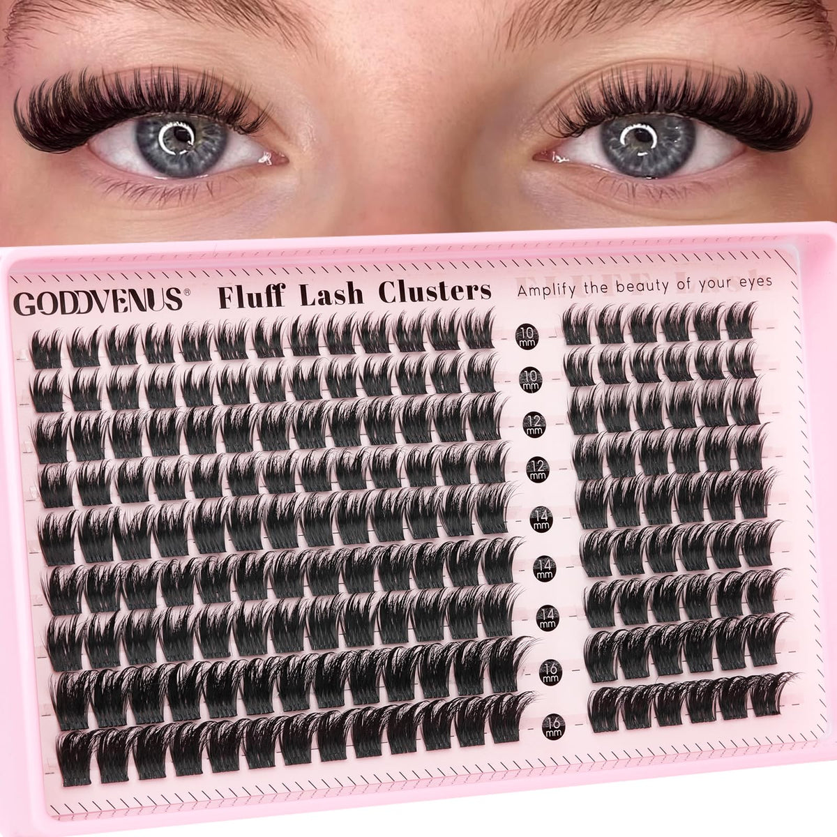 Goddvenus Lash Clusters Kit 9-14mm Wispy Eyelash Clusters Lashes Natural DIY Lash Extension Kit Short Cluster Eyelash Extensions Kit 300pcs C Curl Individual Lashes Cluster Eyelash (With Tweezers)