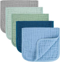 MIGIOL Baby Burp Cloths 100% Cotton Newborn Muslin Burp Cloths 10x20 inches Baby Essentials Blue & Green 5-Pack