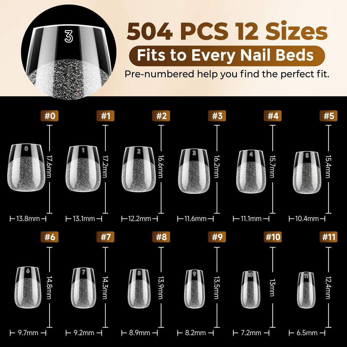 UNA GELLA Short Almond Nail Tips 504PCS Short Fake Nails Soft Press Ons